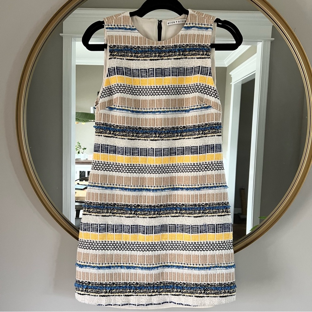 Alice+Olivia COLEY CREW NECK MINI DRESS Size 4 60s Mod Coquette Girl